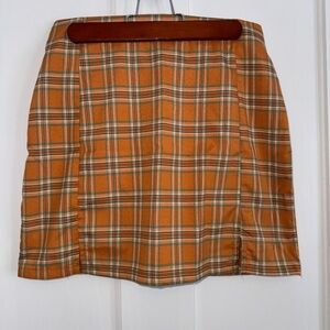Golden/Mustard Plaid Mini Skirt
